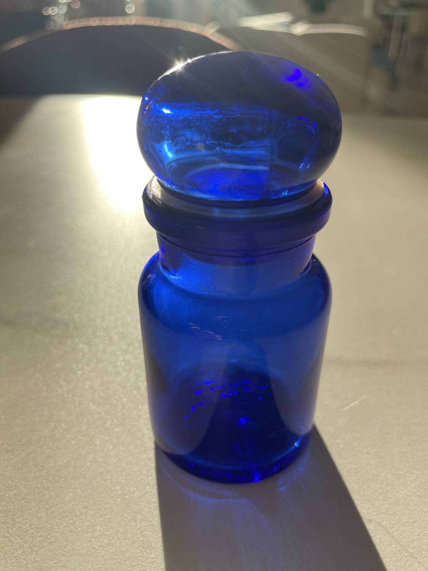 Cobalt blue apothecary bottle Belgian/Belgium/Antique blue bottles/B