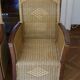 2 rattan and wood armchairs