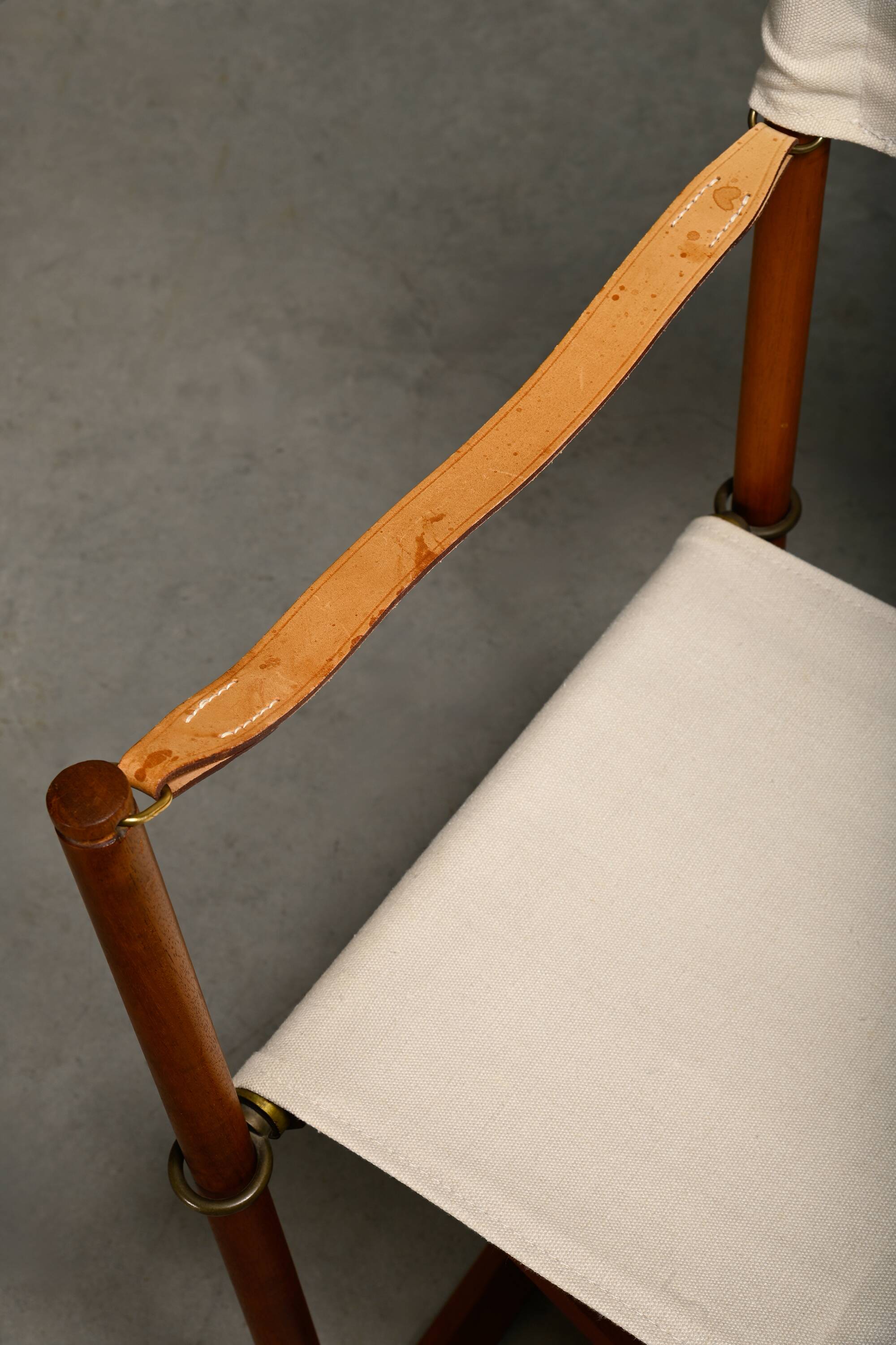 Mogens Koch MK-16 Folding Chair in Teak Wood with Canvas for Rud Rasmussen