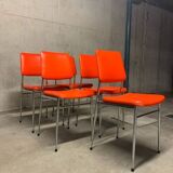 Lot 5 Vintage Skaï Red and Chrome Chairs