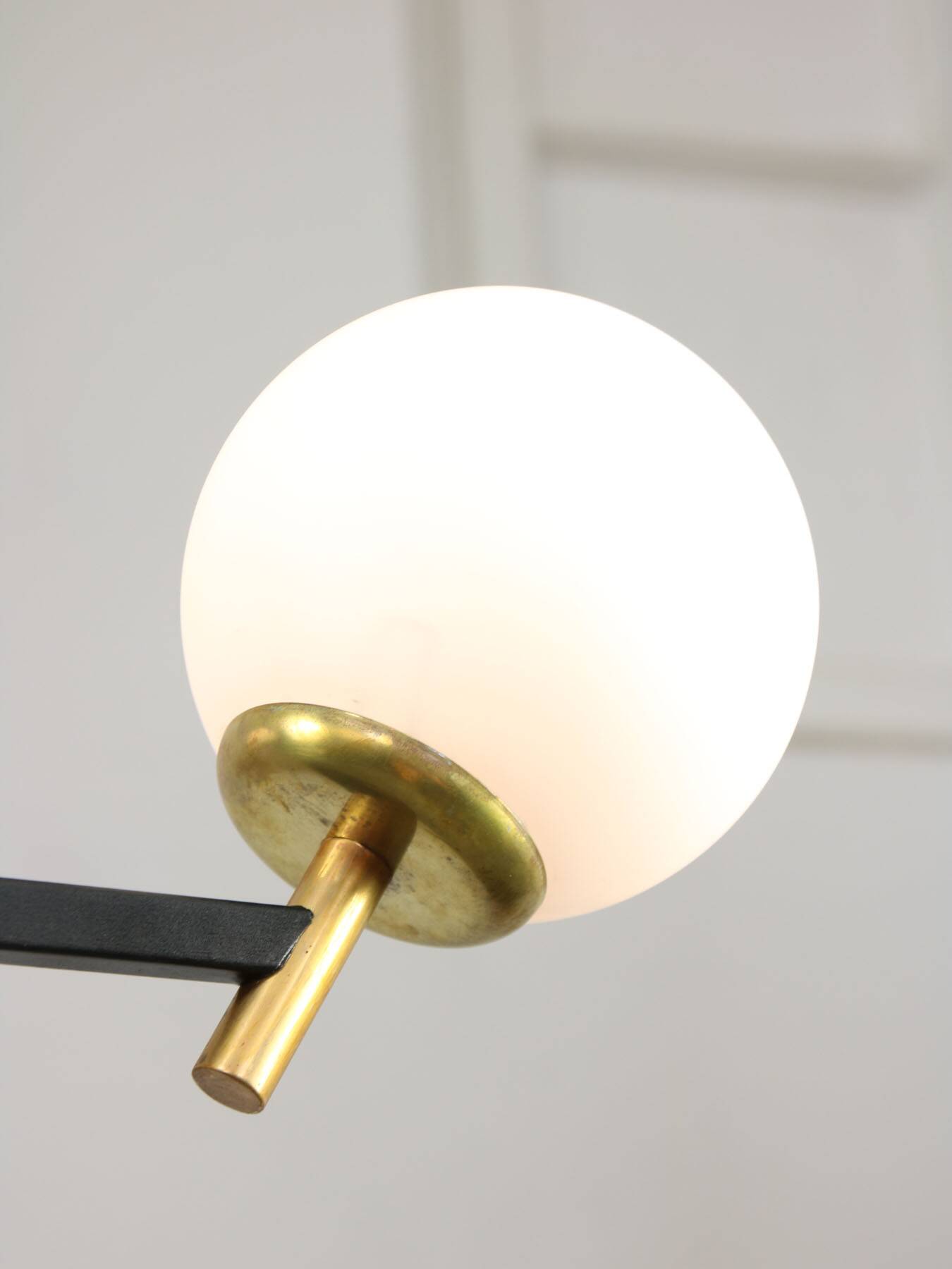 Mid-century italian brass and opaline chandelier
