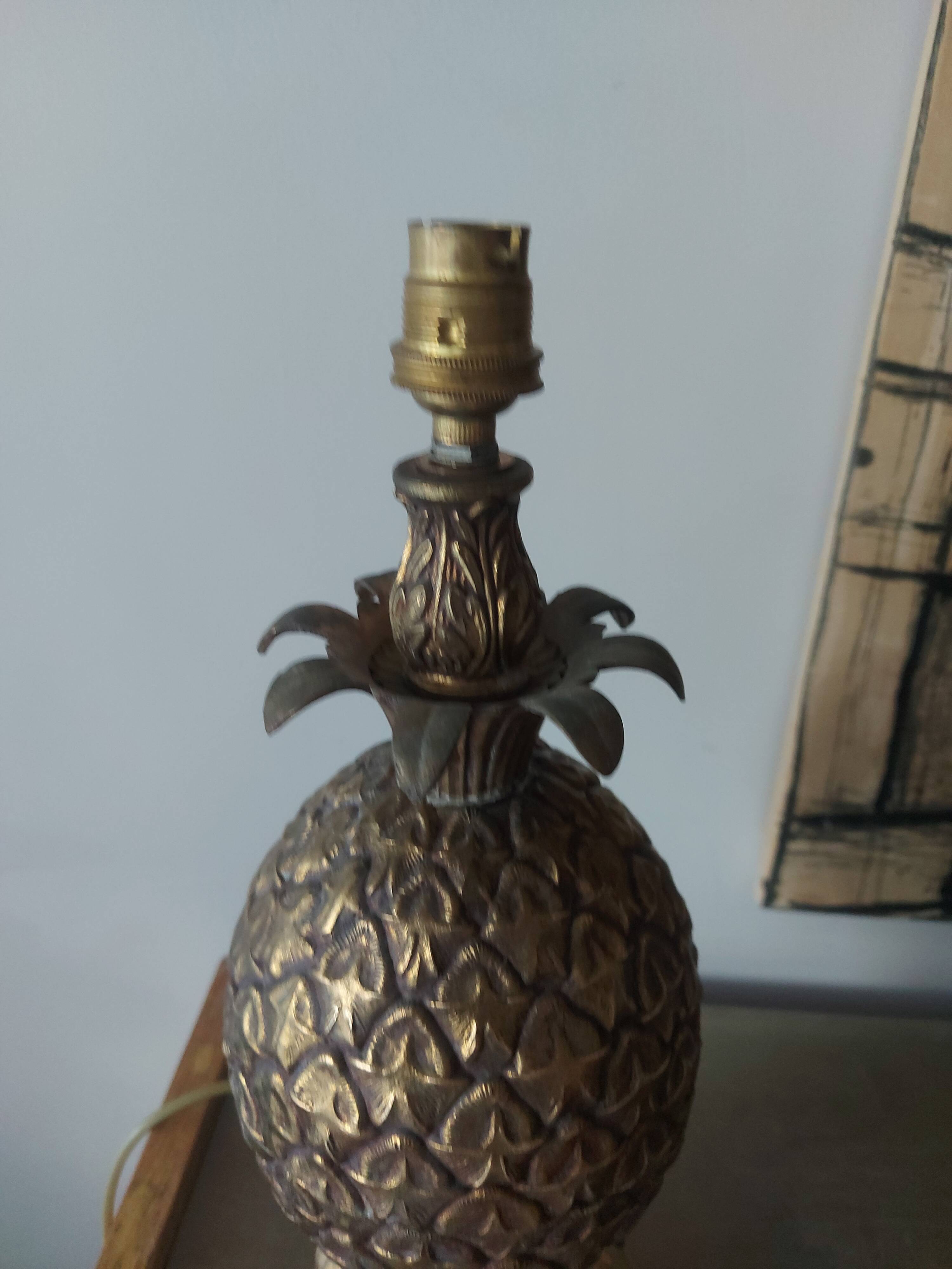Pineapple lamp in golden brass