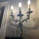 Pair of Louis XV style wall lights, rocaille with three branches in bronze.