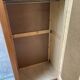 Vintage Parisian wardrobe with one mirrored door from the 60s in pine and wood