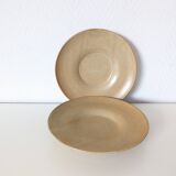 pair of village stoneware dessert plates