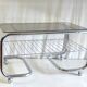 Coffee table tubular chrome structure and smoked glass - 1970s