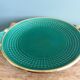 Dessert or cheese set, dish and 4 plates, Saint Clément green and gold