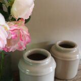 A lot 2 small pots varnished gray vintage