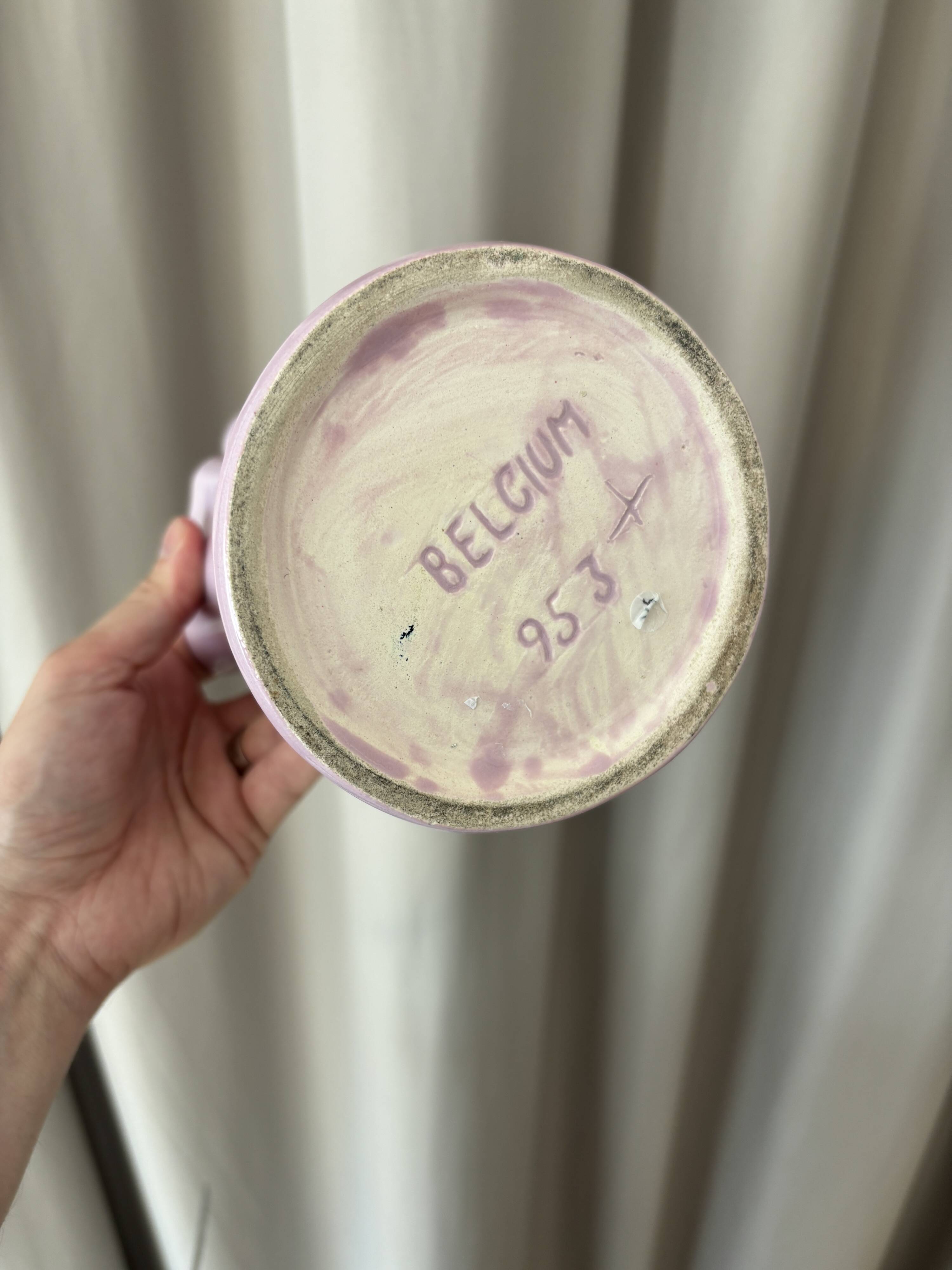 Vintage Art Deco vase in pastel pink ceramic