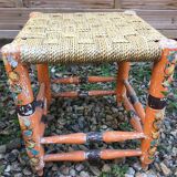 wooden stools and rush rope