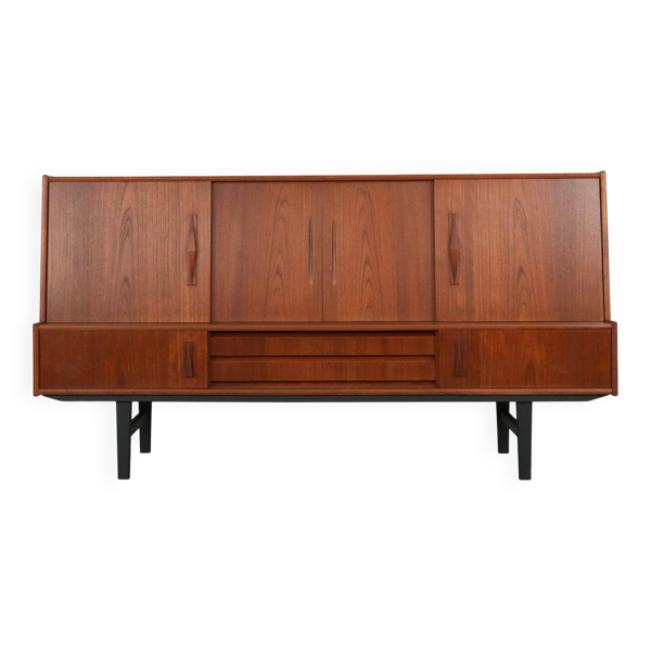 Buffet haut en teck, design danois, années 1970, production : Danemark