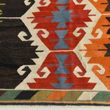 8x12 Multicolor Geometric Vintage Kilim Rug, 252x361Cm