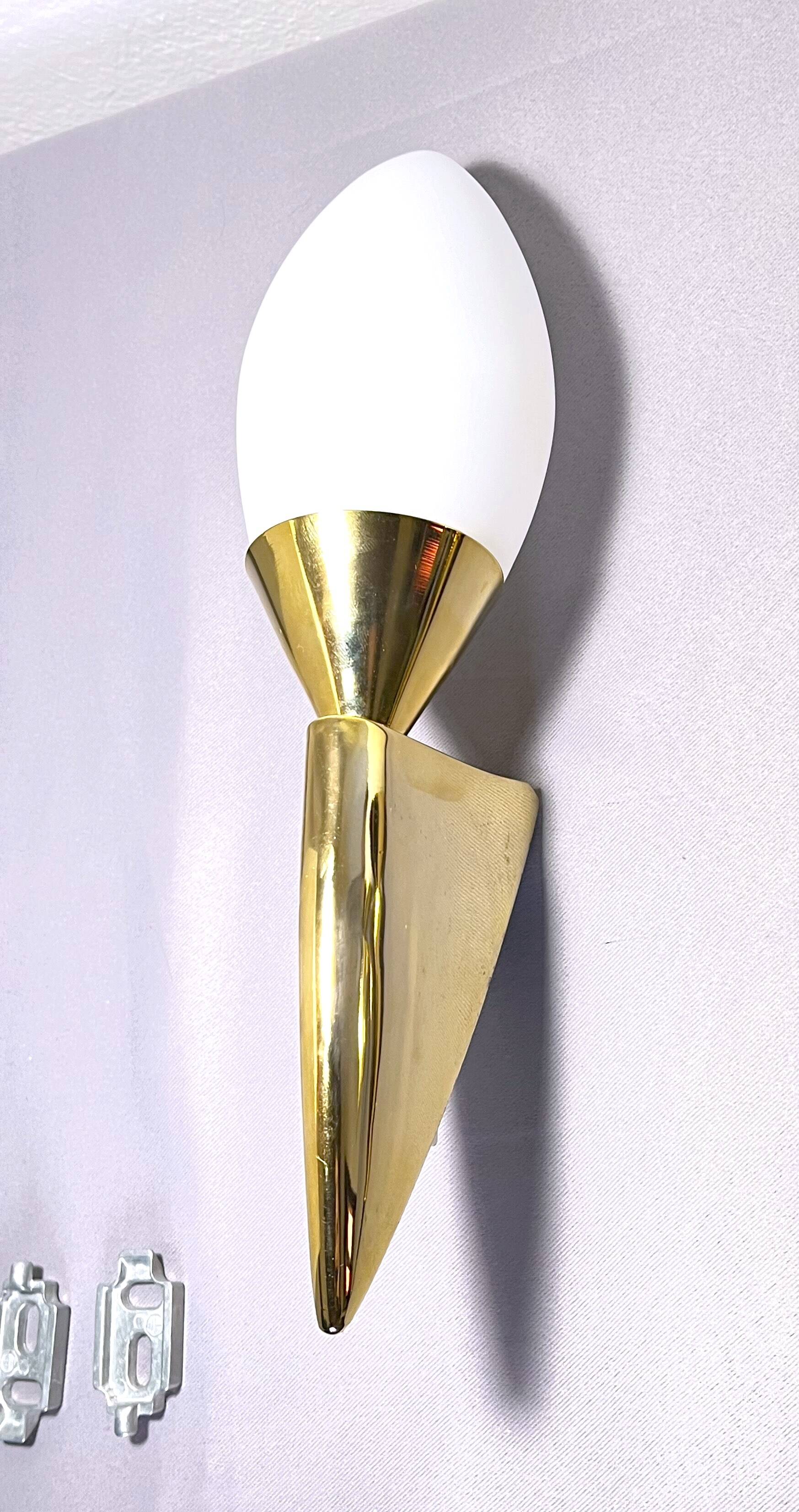 Pair of Brass and Murano Glass Wall Lights, Italy 1980s