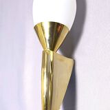 Pair of Brass and Murano Glass Wall Lights, Italy 1980s