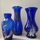 Trio de vases Art Déco bleu cobalt