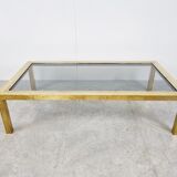 Table basse vintage en laiton et chrome, années 1970