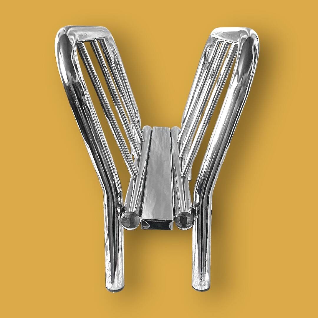 Vintage chrome-plated metal magazine rack – 1970s