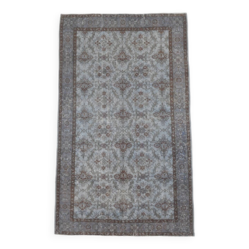 6x10 Rug For Living Room Bordered Blue Turkish Vintage Area Rug, 184x301Cm SK 1512