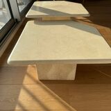 Pair of travertine nesting tables