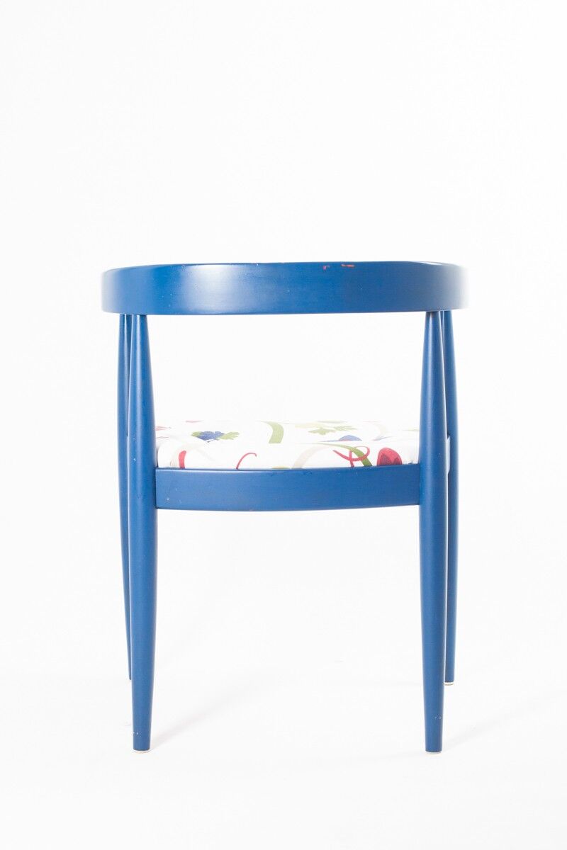 Vintage Flower Fabric & Blue Beech Armchair