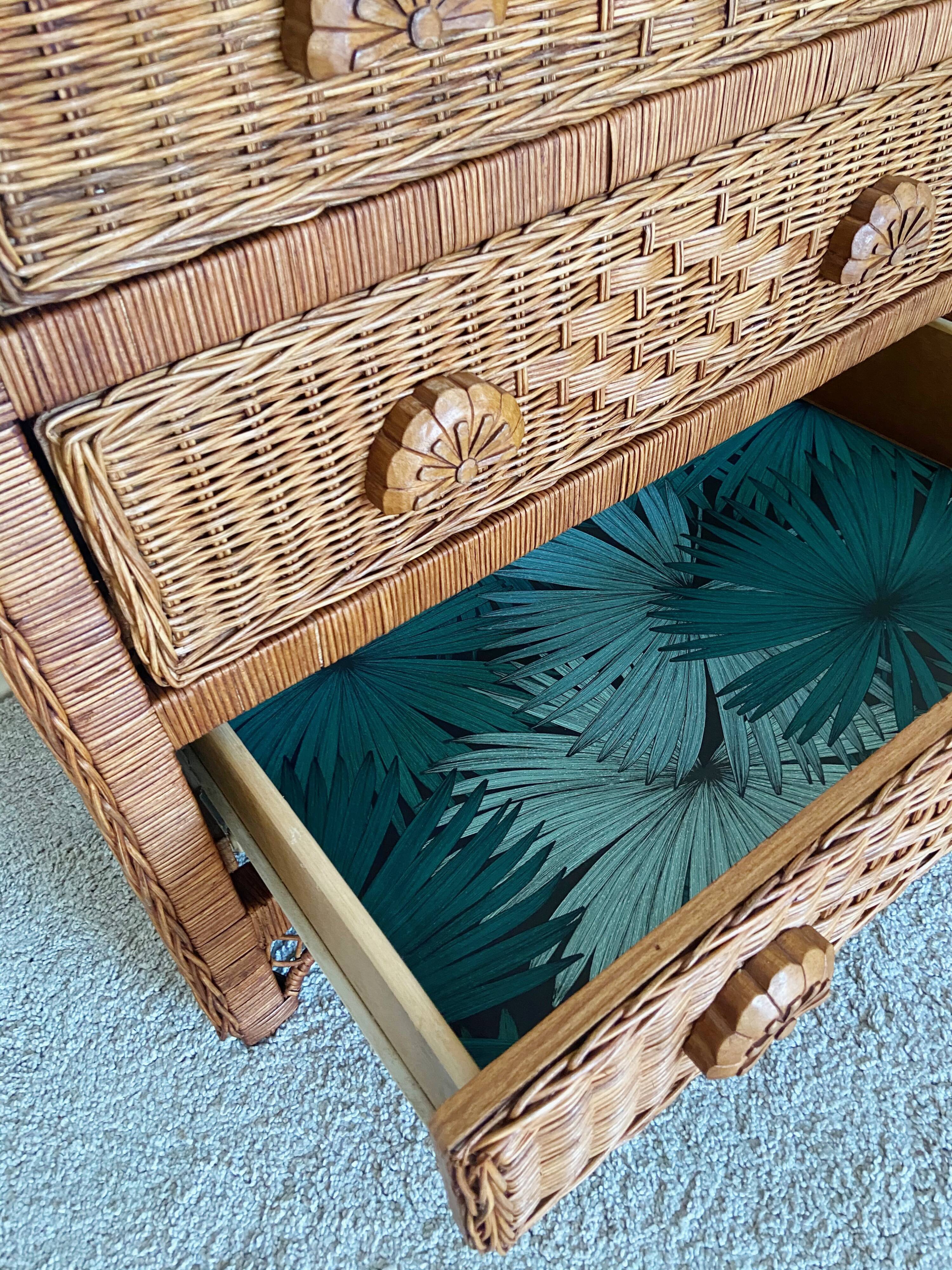 Vintage rattan chest of drawers