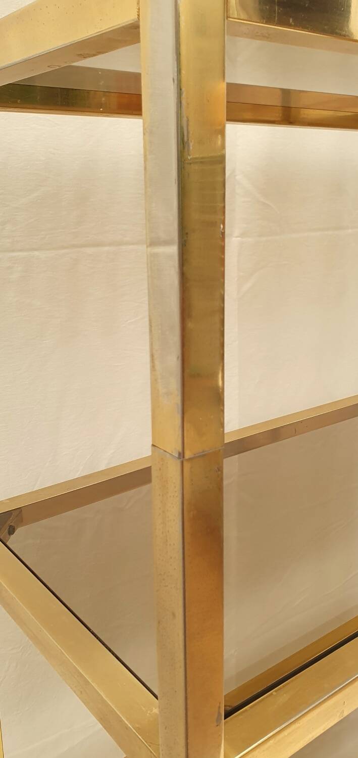 Gold and smoked glass shelf 1970