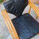 Mid-century leather sofa, 2 fotels, and table in sett