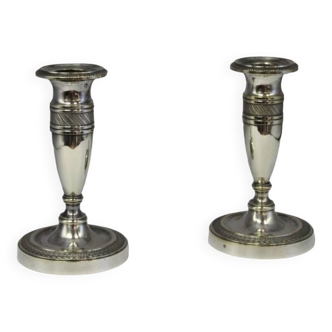 Pair of silver metal candlesticks xxth