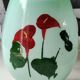 Vase in opaline crystal, red arum flowers. Vintage