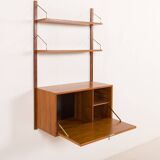 Poul Cadovius teak shelving wall unit with a bureau, Cado 1960s