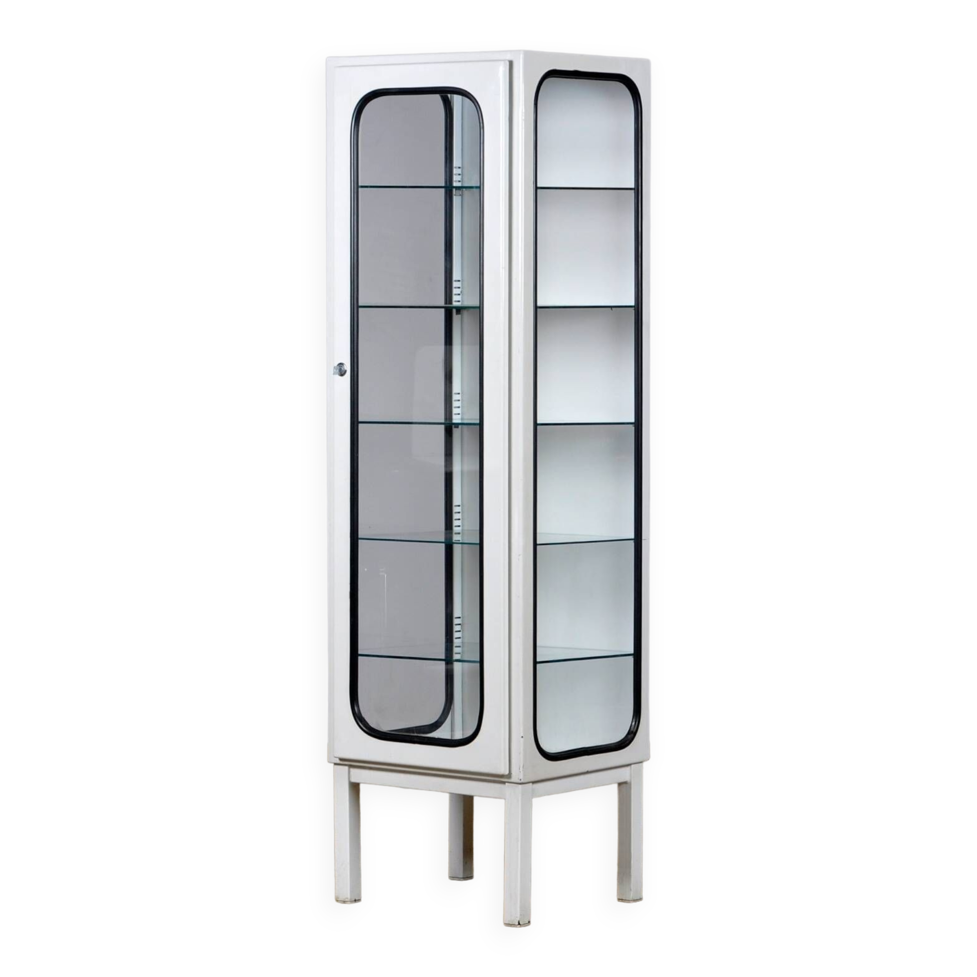 Vintage iron and glass medical cabinet, 1970s