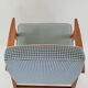 Fauteuil Lune pieds de poule bleu