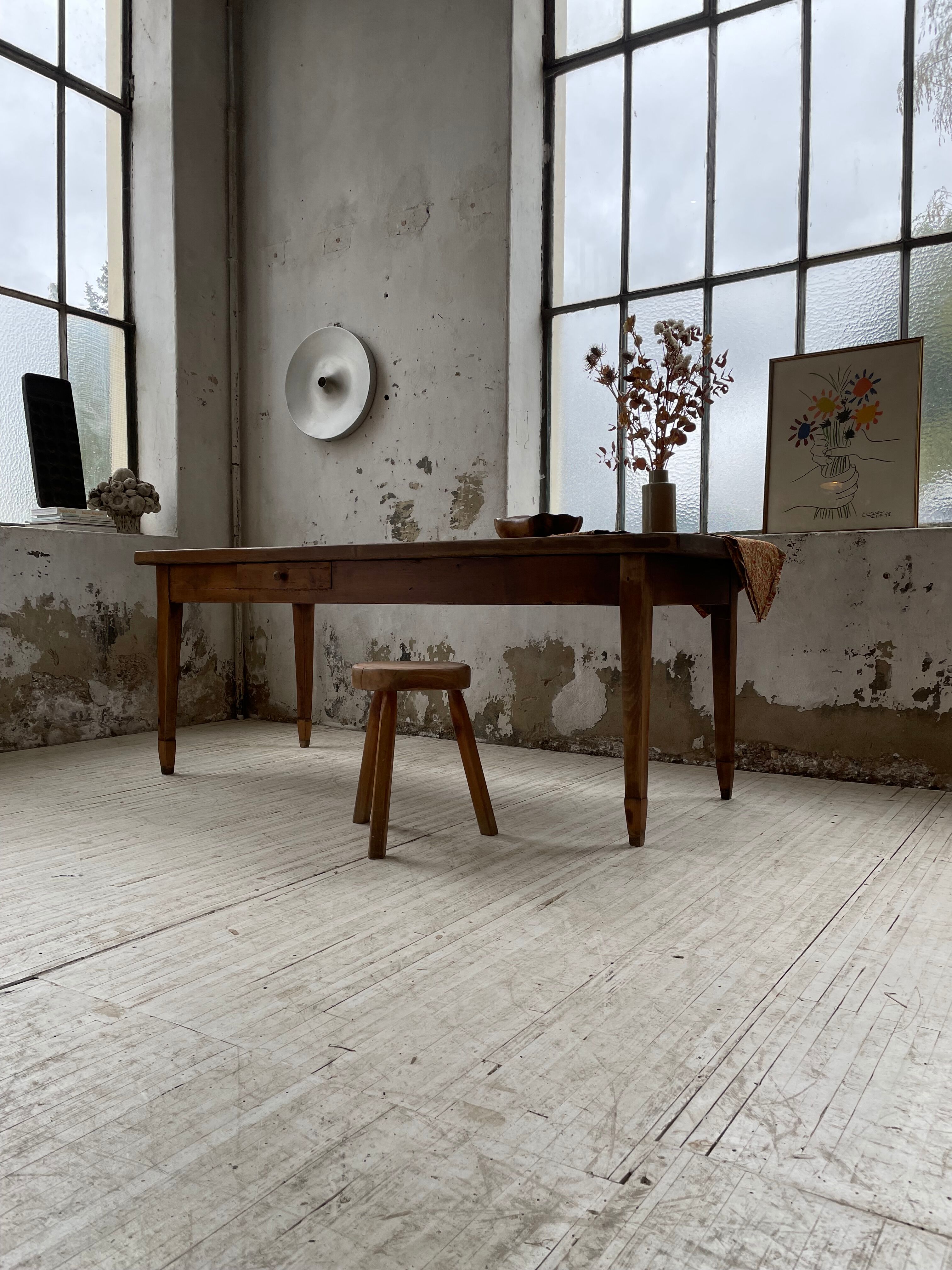 Farmhouse table in oak and walnut 2m