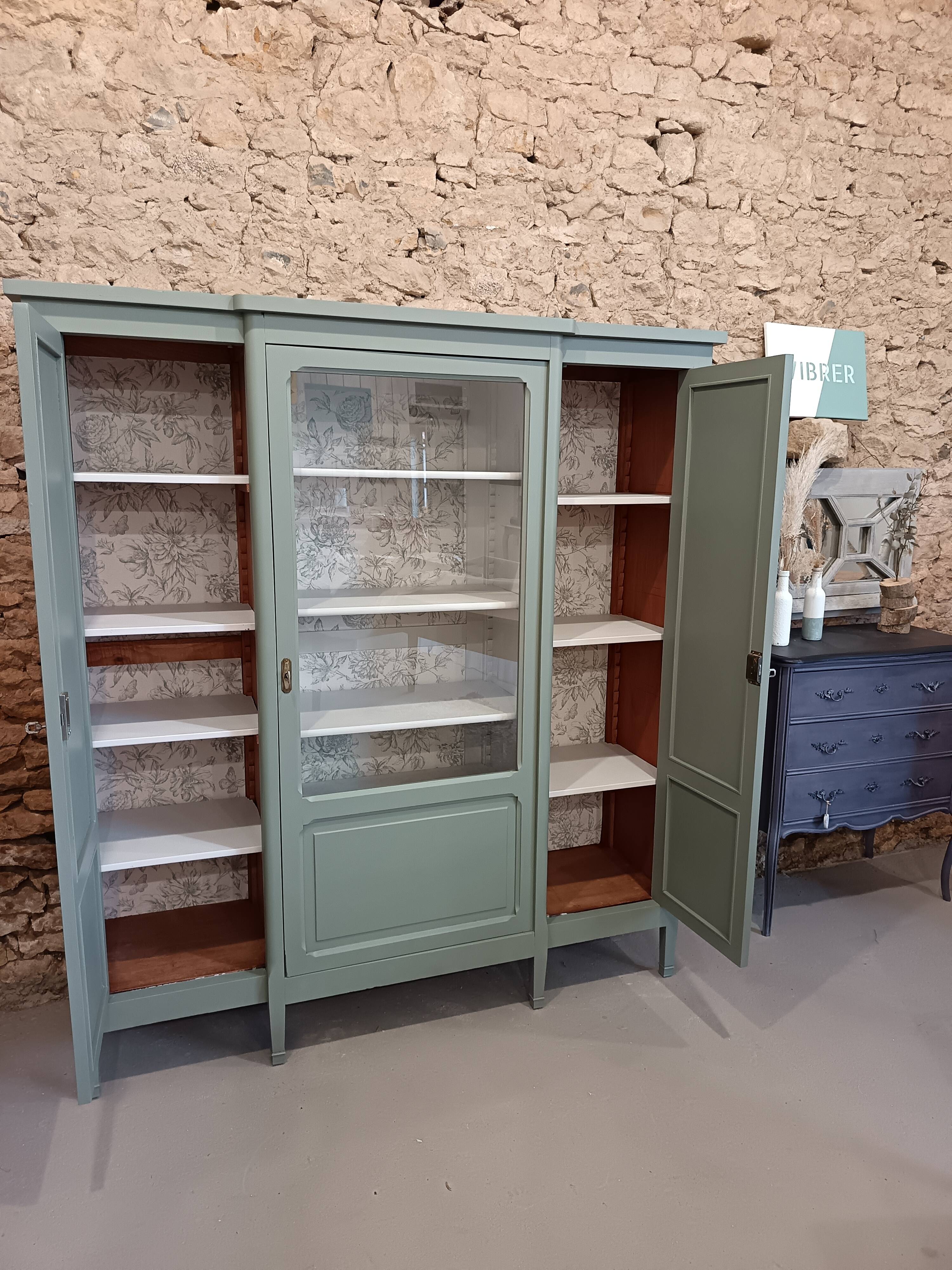 Bronze green display cabinet bookshelf