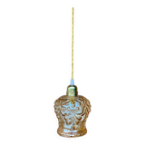 Suspension globe en verre ambré ciselé vintage.