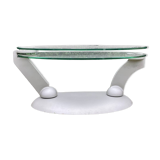 Naos designer coffee table in tempered glass and cast iron