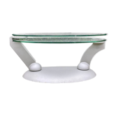 Table basse design Naos en verre trempé et fonte