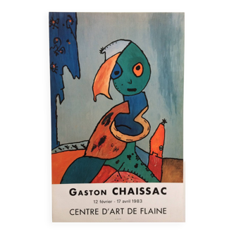 Gaston chaissac, Flaine art center, 1983. original poster in colors