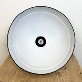 Industrial black enamel factory pendant lamp, 1950s