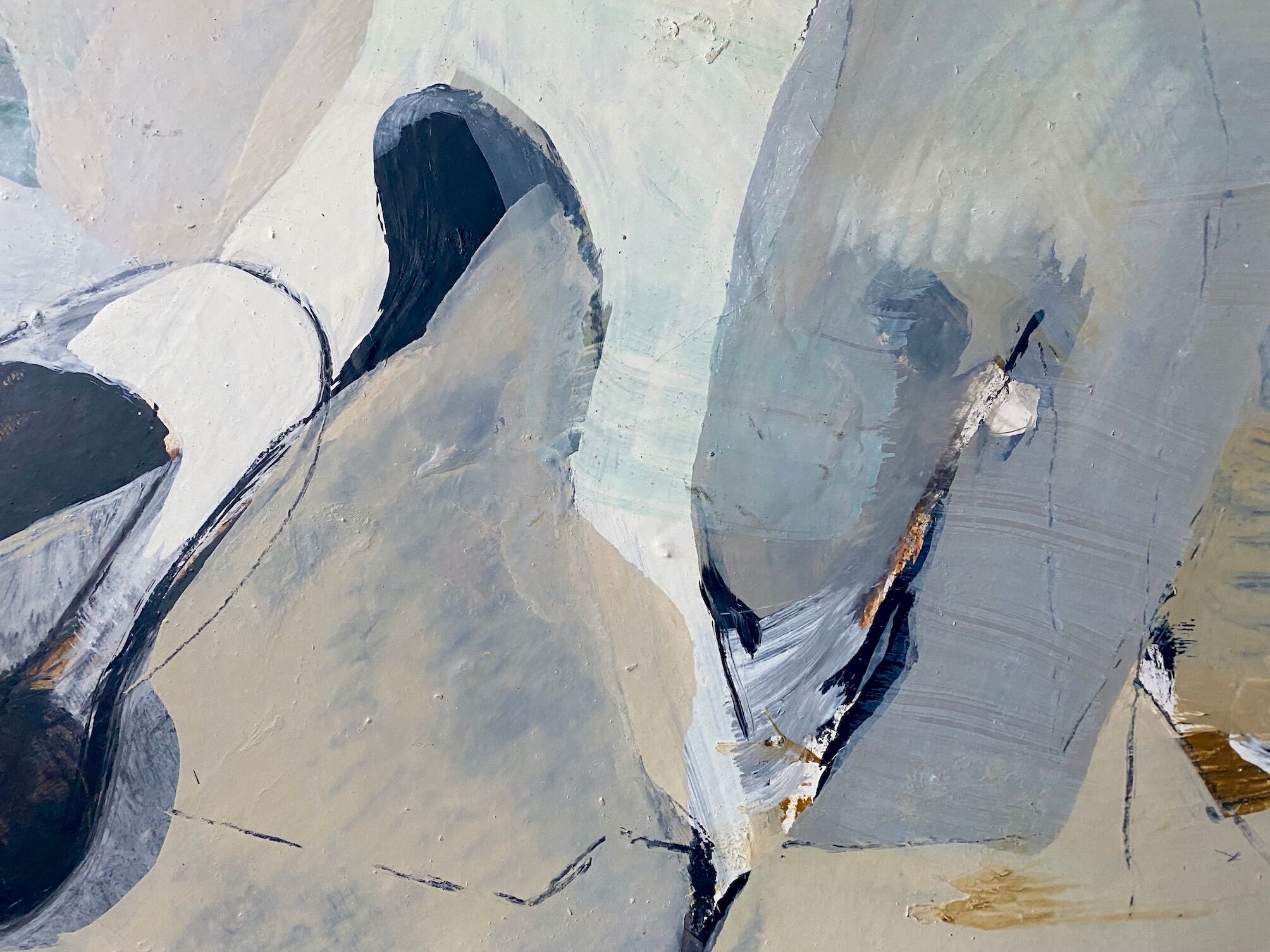 Mid-Century Modern "Flux" Swedish Vintage Abstract Oil Painting, Framed