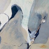 Mid-Century Modern "Flux" Swedish Vintage Abstract Oil Painting, Framed