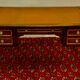 Louis XVI style desk, mahogany, tan leather