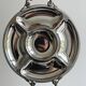 Vintage silver-plated metal serving tray with compartments.