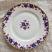 Set of 6 Art Deco dessert plates - Limoges porcelain a.f. and