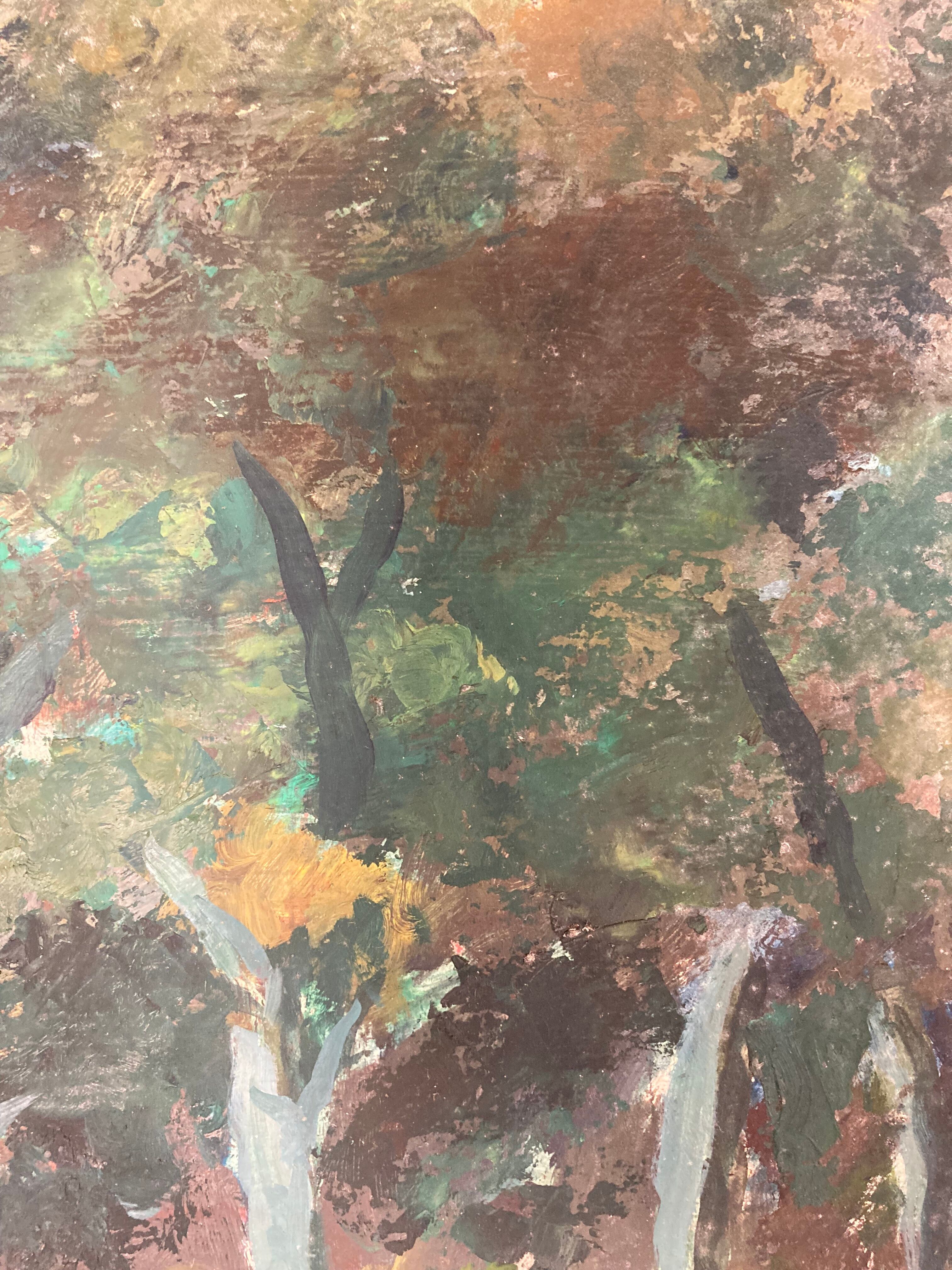 Oil painting on vintage cardboard