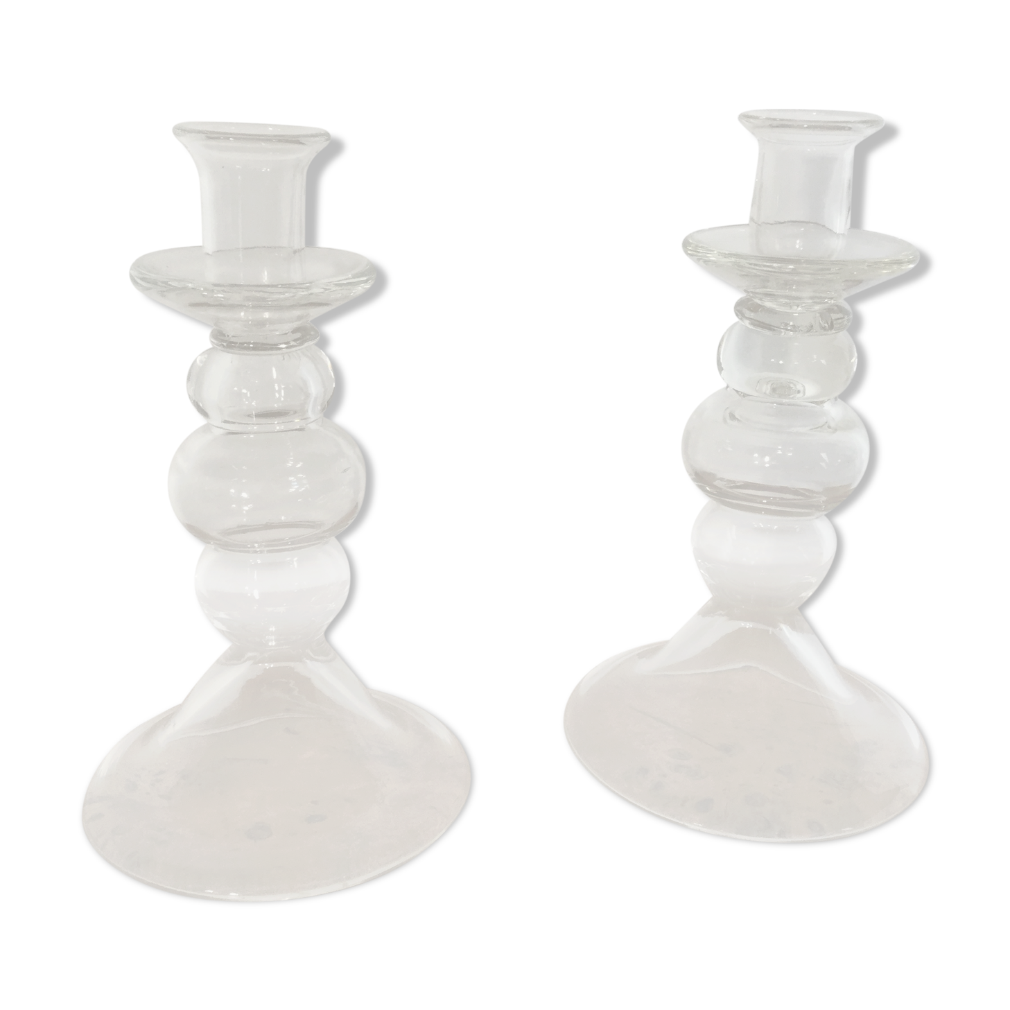 Pair of glass candlesticks