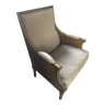 Pair of beige linen bergère armchairs