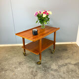 Rolling side table, serving trolley, teak, vintage from the 60s