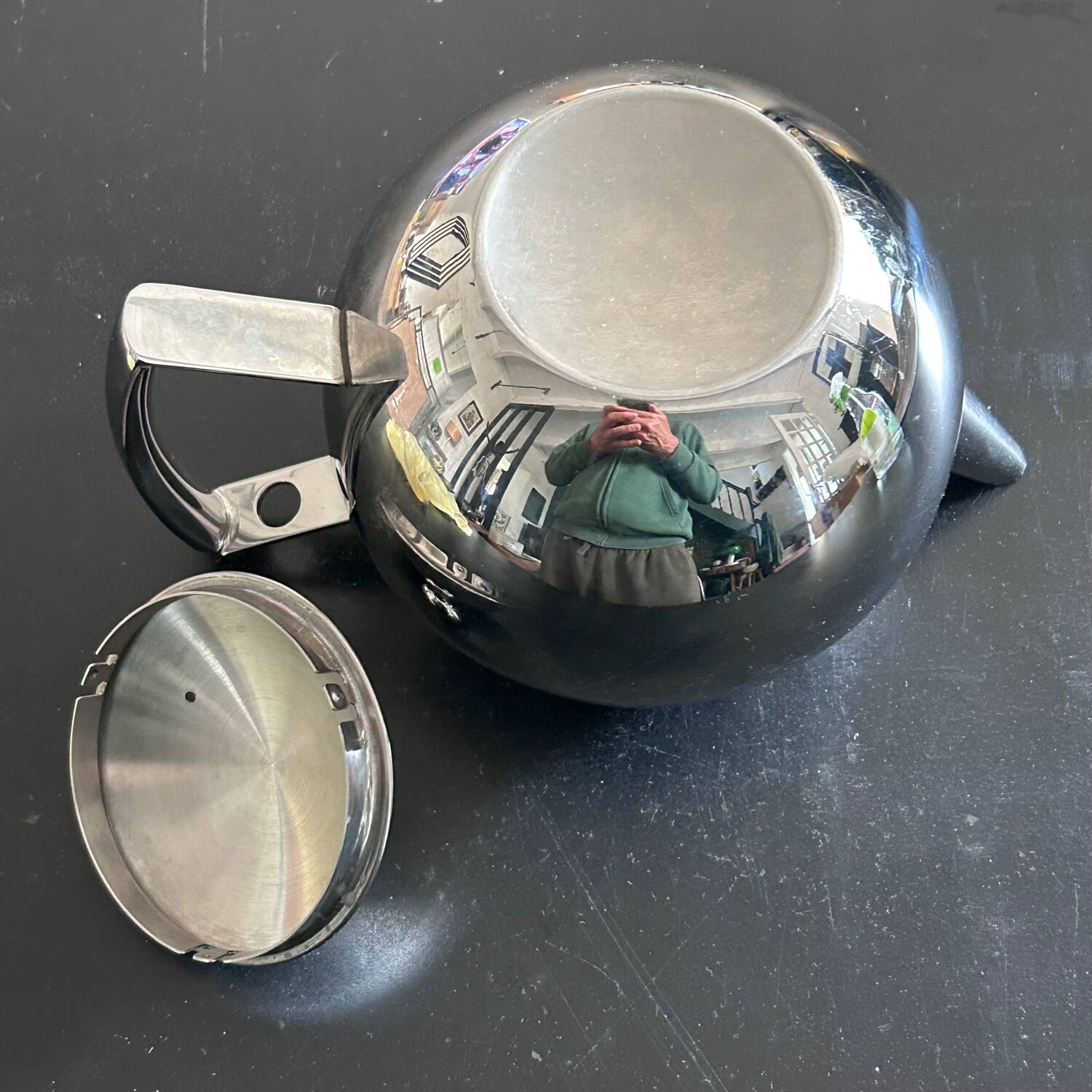 Art Deco style stainless steel teapot