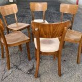 6 anciennes chaises bistrot bois courbé